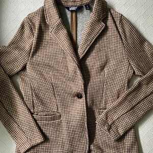 Lands' End Women's Tan Houndstooth Blazer